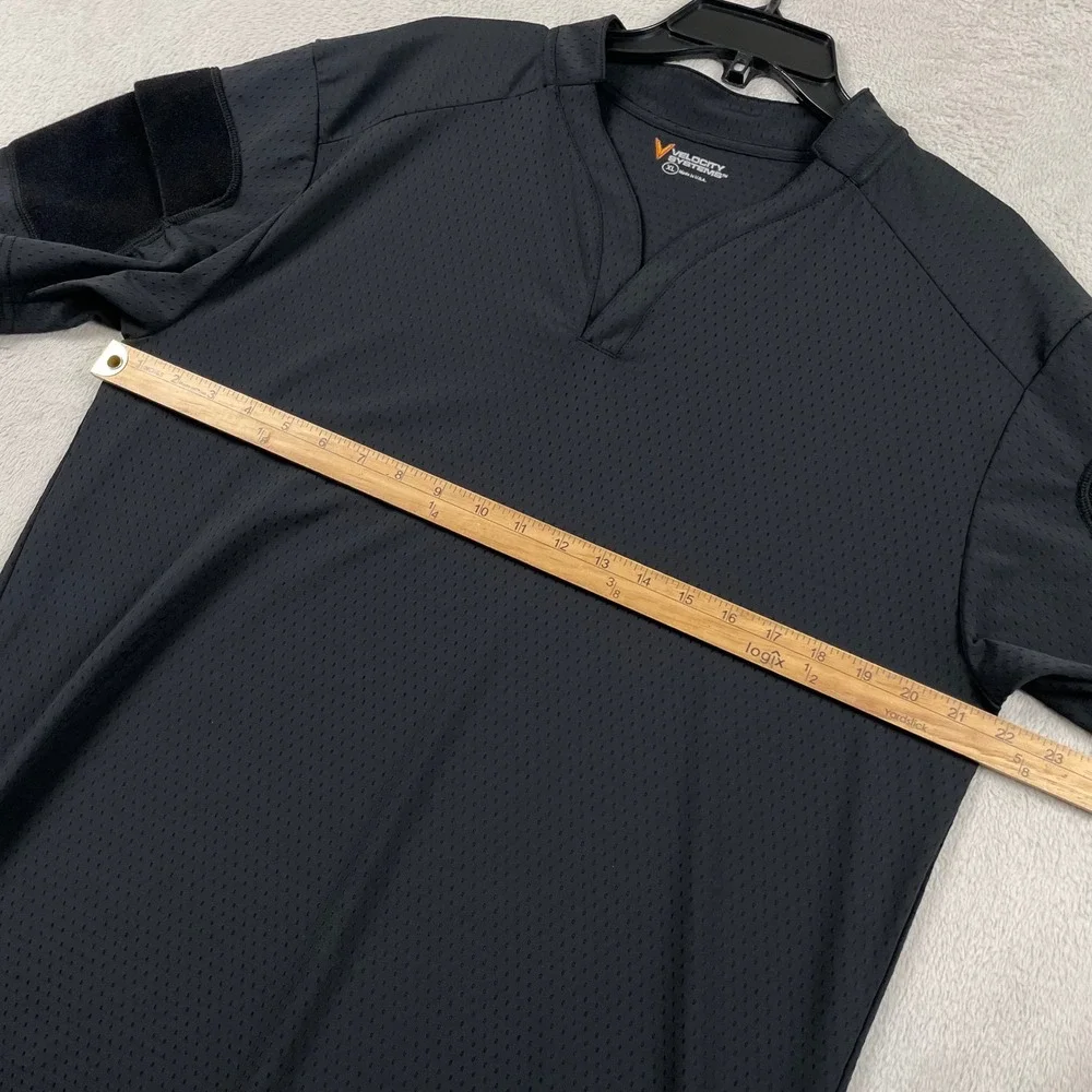 Velocity Systems Boss Rugby Shirt Mens XL Black Tactical Mesh Pocket Sleeve